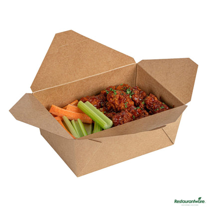 Wholesale Restaurantware Bio Tek 98 Oz Rectangle Kraft Paper #4 Bio Box Take Out Container - 8 1/2" X 6 1/4" X 3 1/2"- Bulk