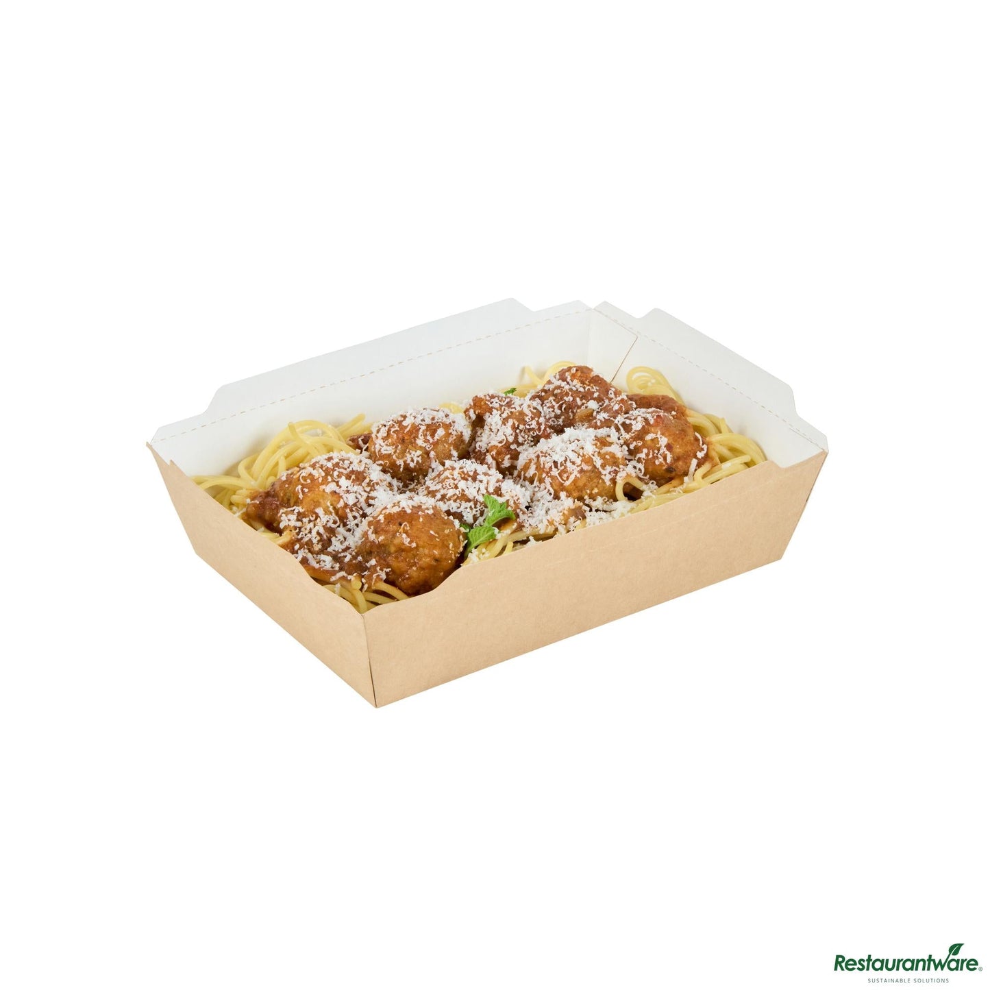 Wholesale Restaurantware Cafe Vision 34 Oz Rectangle Kraft Paper Medium Click Lock Container - 7 1/2" X 5 1/2" X 1 3/4"- Bulk