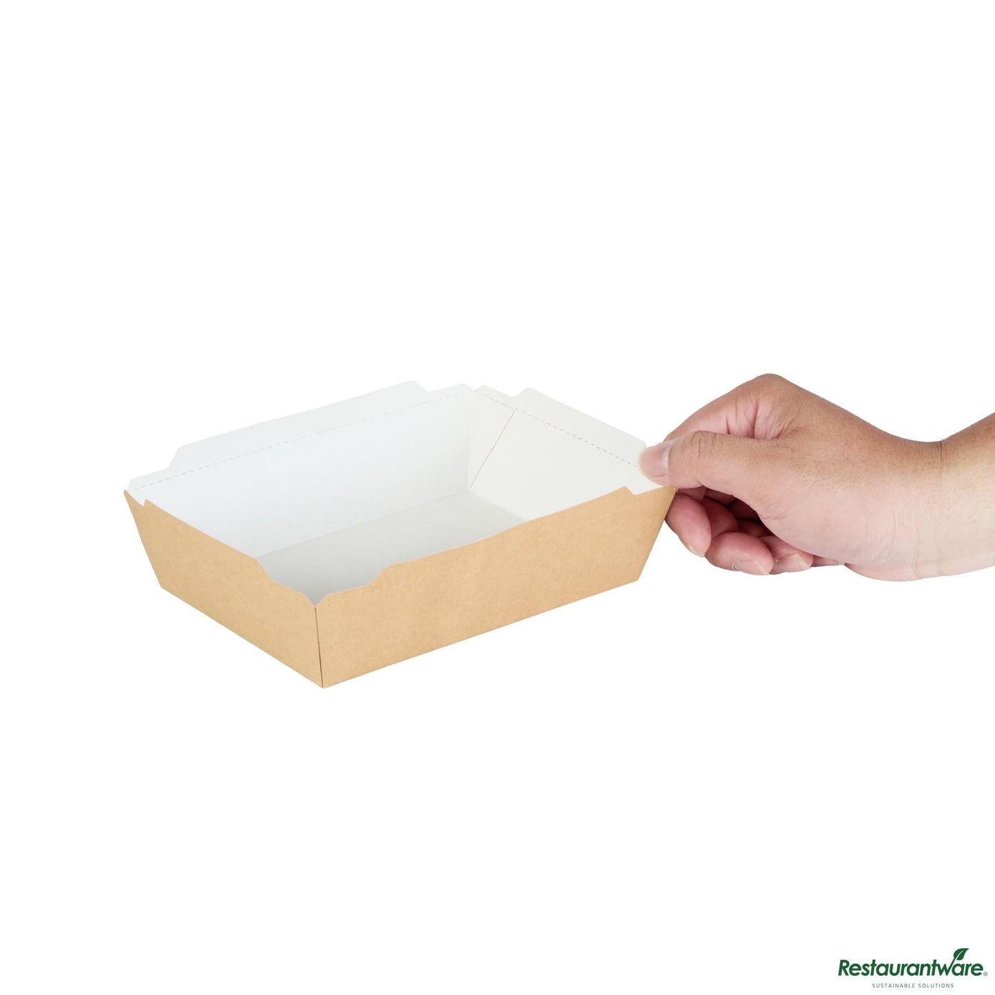 Wholesale Restaurantware Cafe Vision 34 Oz Rectangle Kraft Paper Medium Click Lock Container - 7 1/2" X 5 1/2" X 1 3/4"- Bulk