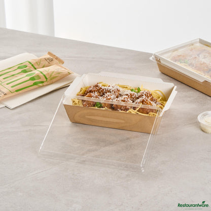 Wholesale Restaurantware Cafe Vision Rectangle Clear Plastic Lid - Fits Medium Click Lock Container- Bulk
