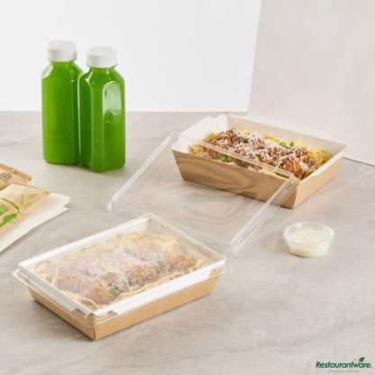 Wholesale Restaurantware Cafe Vision Rectangle Clear Plastic Lid - Fits Medium Click Lock Container- Bulk