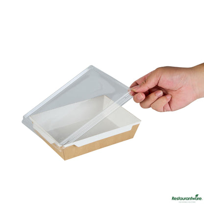 Wholesale Restaurantware Cafe Vision Rectangle Clear Plastic Lid - Fits Medium Click Lock Container- Bulk
