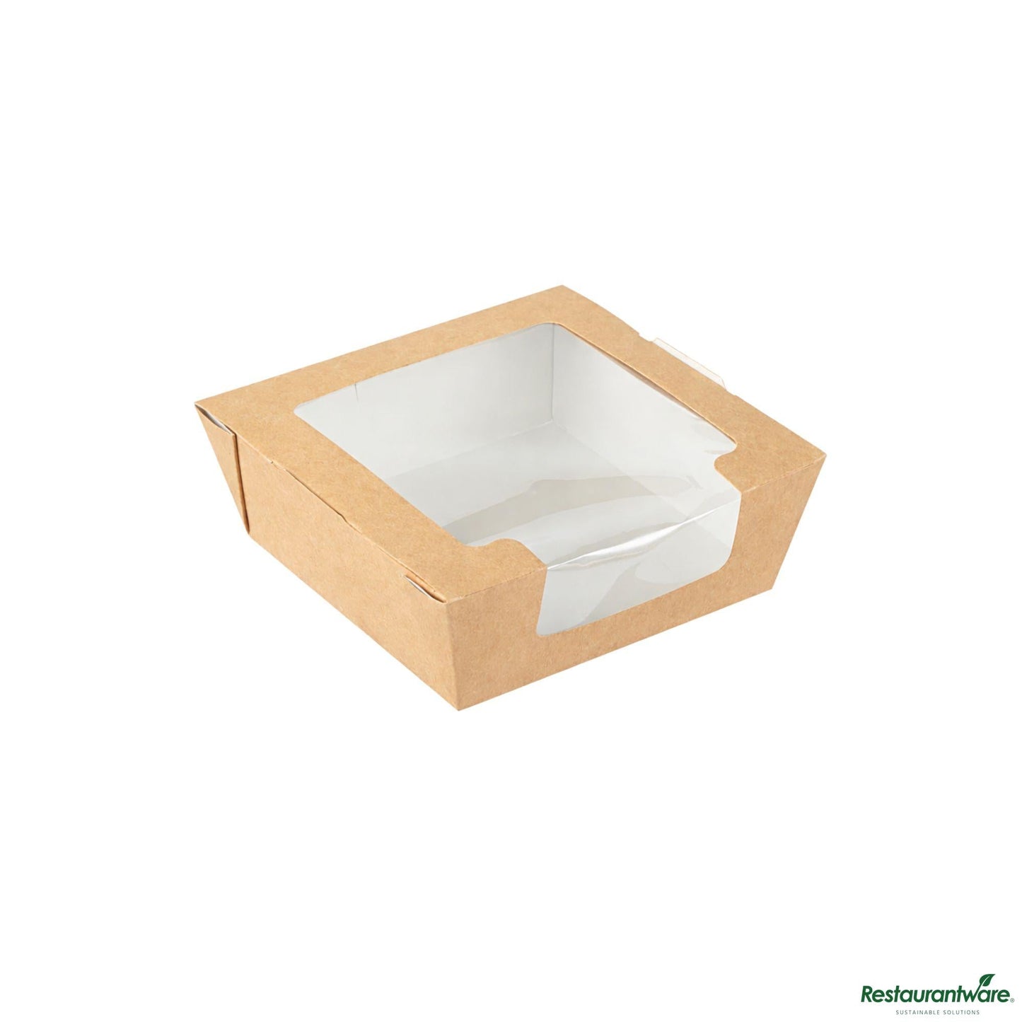 Wholesale Restaurantware Cafe Vision 26 Oz Rectangle Kraft Paper Medium Bio Salad Box - 5 3/4" X 5 3/4" X 1 3/4"- Bulk