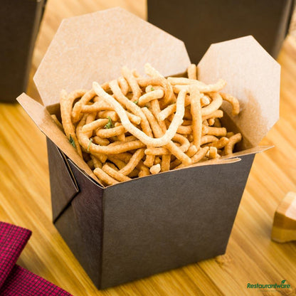 Wholesale Restaurantware Bio Tek 8 Oz Square Black Paper Noodle Take Out Container - 2 3/4" X 2 1/4" X 2 1/2"- Bulk