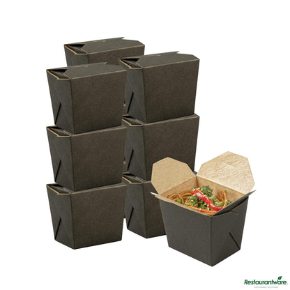 Wholesale Restaurantware Bio Tek 8 Oz Square Black Paper Noodle Take Out Container - 2 3/4" X 2 1/4" X 2 1/2"- Bulk