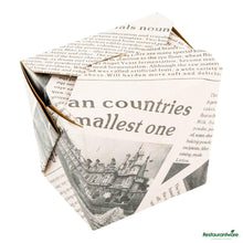Wholesale Restaurantware Bio Tek 8 Oz Square Newsprint Paper Noodle Take Out Container - 2 3/4" X 2 1/4" X 2 1/2"- Bulk
