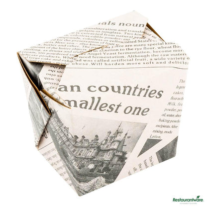 Wholesale Restaurantware Bio Tek 8 Oz Square Newsprint Paper Noodle Take Out Container - 2 3/4" X 2 1/4" X 2 1/2"- Bulk