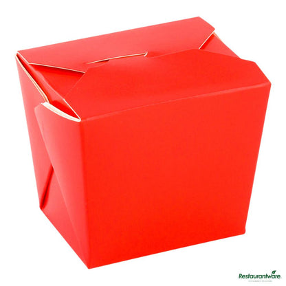 Wholesale Restaurantware 8 Oz Square Red Paper Noodle Take Out Container - 2.8" X 2.2" X 2.5"- Bulk