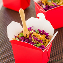 Wholesale Restaurantware 8 Oz Square Red Paper Noodle Take Out Container - 2.8" X 2.2" X 2.5"- Bulk