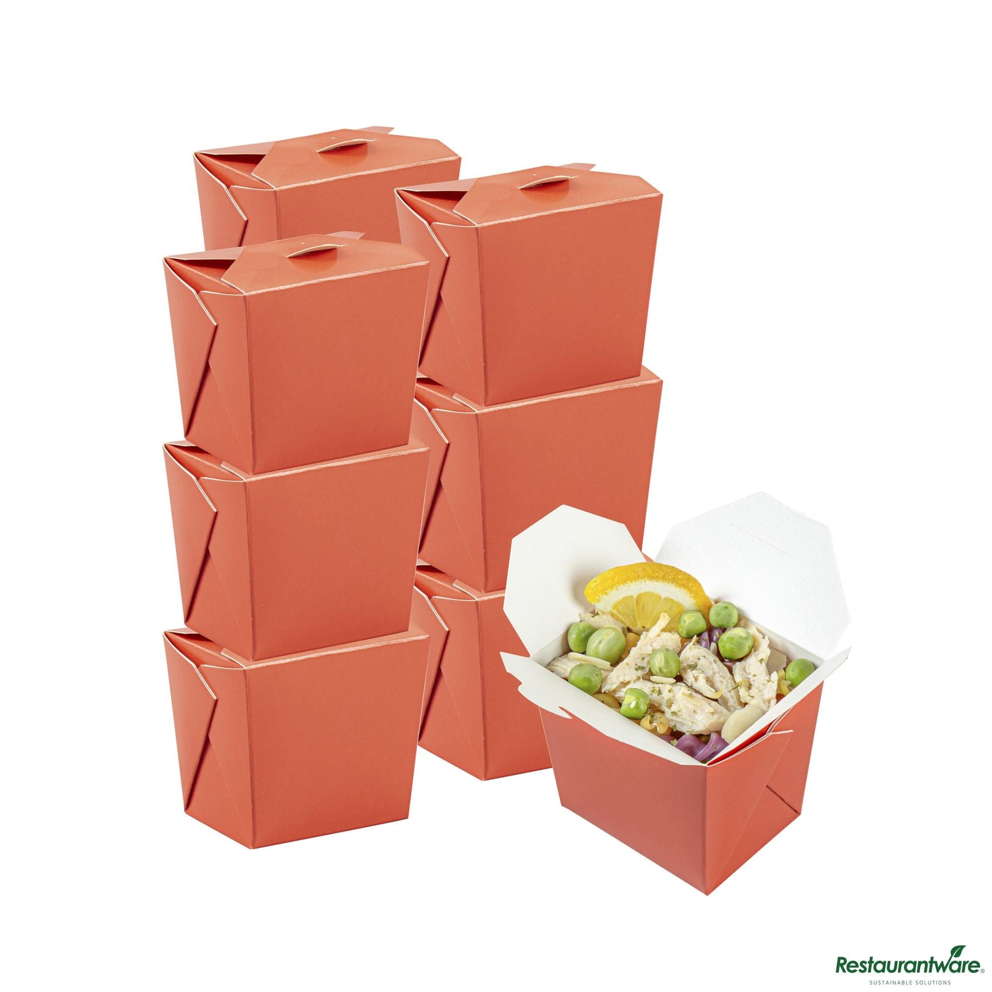 Wholesale Restaurantware 8 Oz Square Red Paper Noodle Take Out Container - 2.8" X 2.2" X 2.5"- Bulk