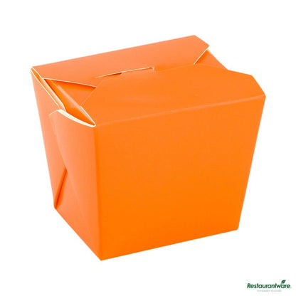 Wholesale Restaurantware Bio Tek 8 Oz Square Tangerine Orange Paper Noodle Take Out Container - 2 3/4" X 2 1/4" X 2 1/2"- Bulk