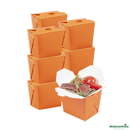 Wholesale Restaurantware Bio Tek 8 Oz Square Tangerine Orange Paper Noodle Take Out Container - 2 3/4" X 2 1/4" X 2 1/2"- Bulk