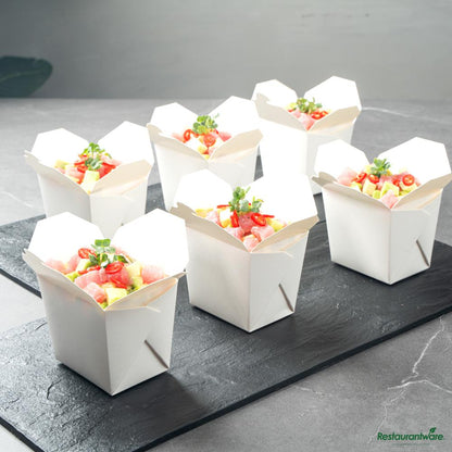 Wholesale Restaurantware Bio Tek 8 Oz Square White Paper Noodle Take Out Container - 2 3/4" X 2 1/4" X 2 1/2"- Bulk