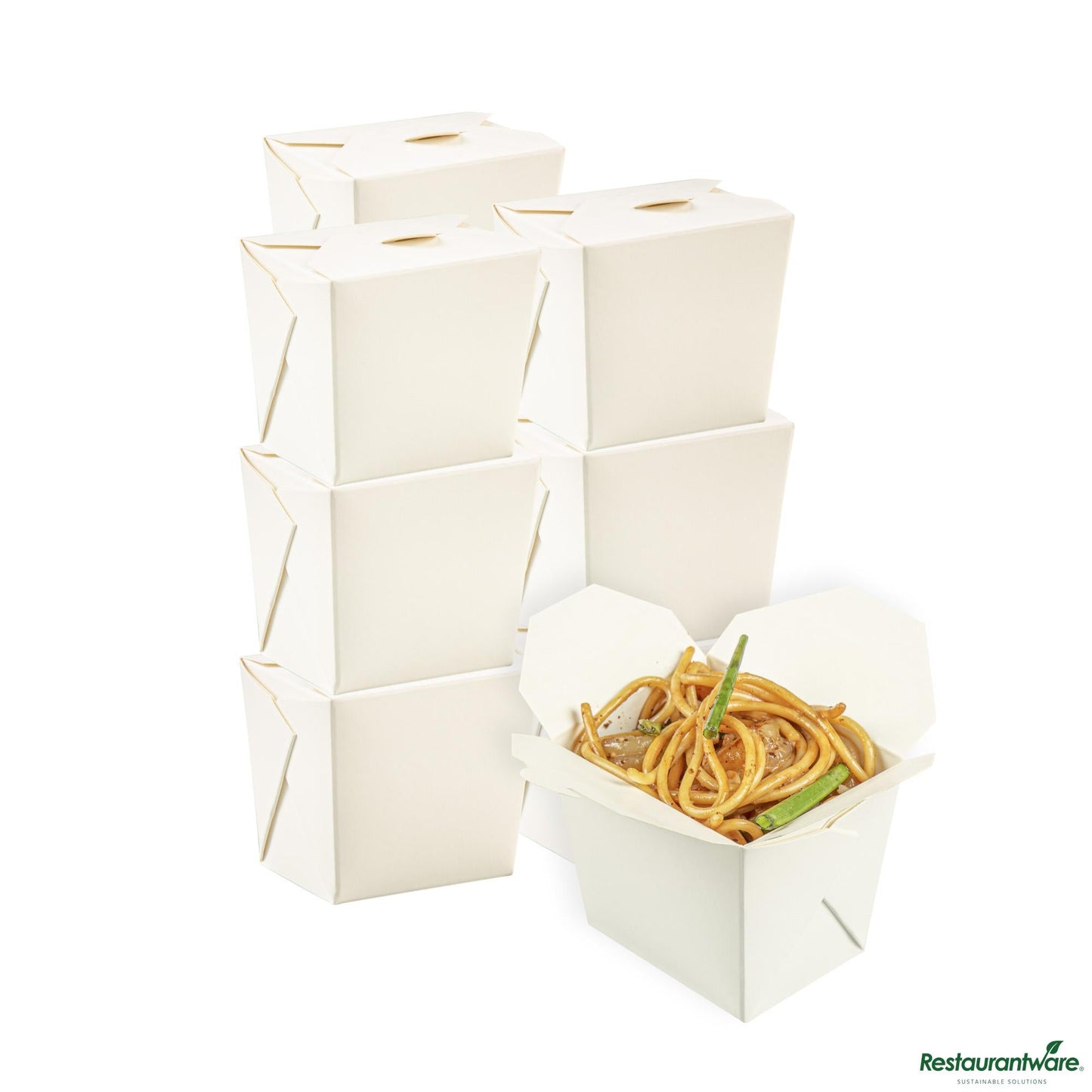 Wholesale Restaurantware Bio Tek 8 Oz Square White Paper Noodle Take Out Container - 2 3/4" X 2 1/4" X 2 1/2"- Bulk