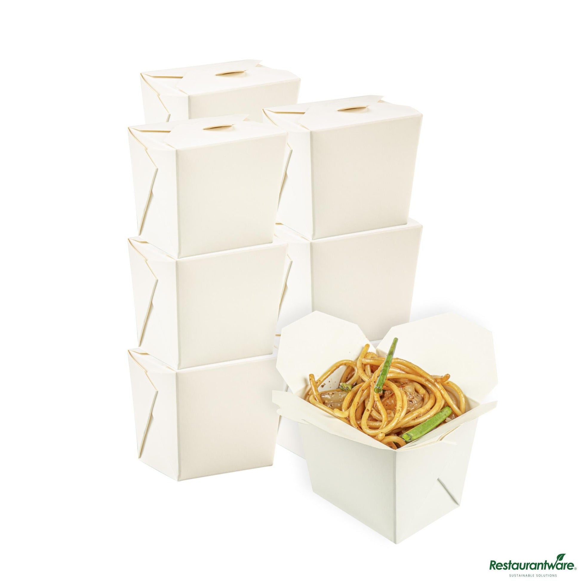 Wholesale Restaurantware Bio Tek 8 Oz Square White Paper Noodle Take Out Container - 2 3/4" X 2 1/4" X 2 1/2"- Bulk