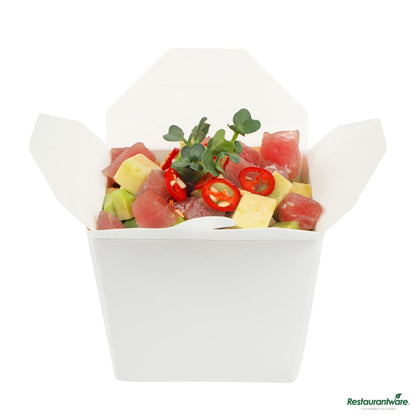 Wholesale Restaurantware Bio Tek 8 Oz Square White Paper Noodle Take Out Container - 2 3/4" X 2 1/4" X 2 1/2"- Bulk