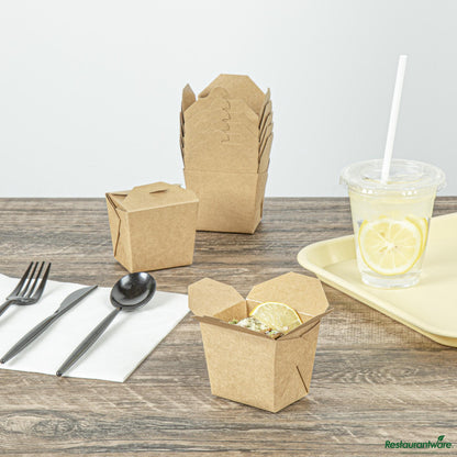 Wholesale Restaurantware Bio Tek 8 Oz Square Kraft Paper Noodle Take Out Container - 2 3/4" X 2 1/4" X 2 1/2"- Bulk