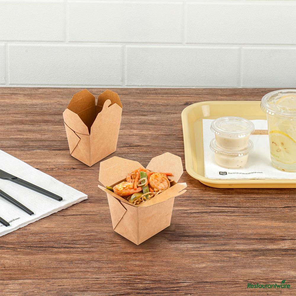 Wholesale Restaurantware Bio Tek 8 Oz Square Kraft Paper Noodle Take Out Container - 2 3/4" X 2 1/4" X 2 1/2"- Bulk