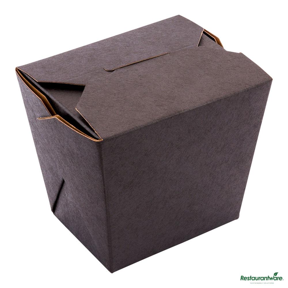 Wholesale Restaurantware Bio Tek 16 Oz Square Black Paper Noodle Take Out Container - 3 1/2" X 3" X 3 1/4"- Bulk