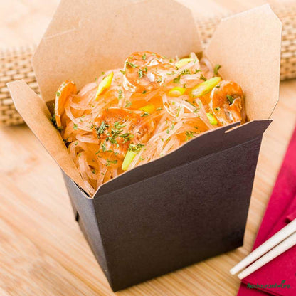 Wholesale Restaurantware Bio Tek 16 Oz Square Black Paper Noodle Take Out Container - 3 1/2" X 3" X 3 1/4"- Bulk