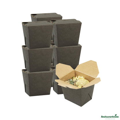 Wholesale Restaurantware Bio Tek 16 Oz Square Black Paper Noodle Take Out Container - 3 1/2" X 3" X 3 1/4"- Bulk