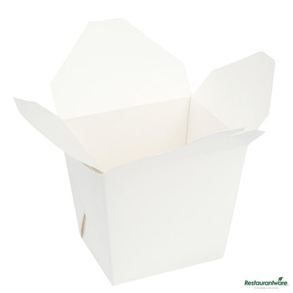 Wholesale Restaurantware Bio Tek 16 Oz Square White Paper Noodle Take Out Container - 3 1/2" X 3" X 3 1/4"- Bulk