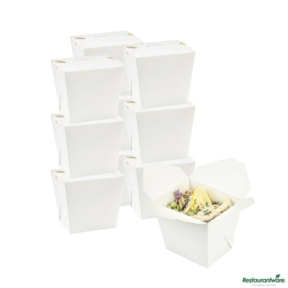 Wholesale Restaurantware Bio Tek 16 Oz Square White Paper Noodle Take Out Container - 3 1/2" X 3" X 3 1/4"- Bulk
