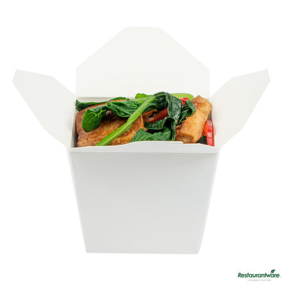Wholesale Restaurantware Bio Tek 16 Oz Square White Paper Noodle Take Out Container - 3 1/2" X 3" X 3 1/4"- Bulk