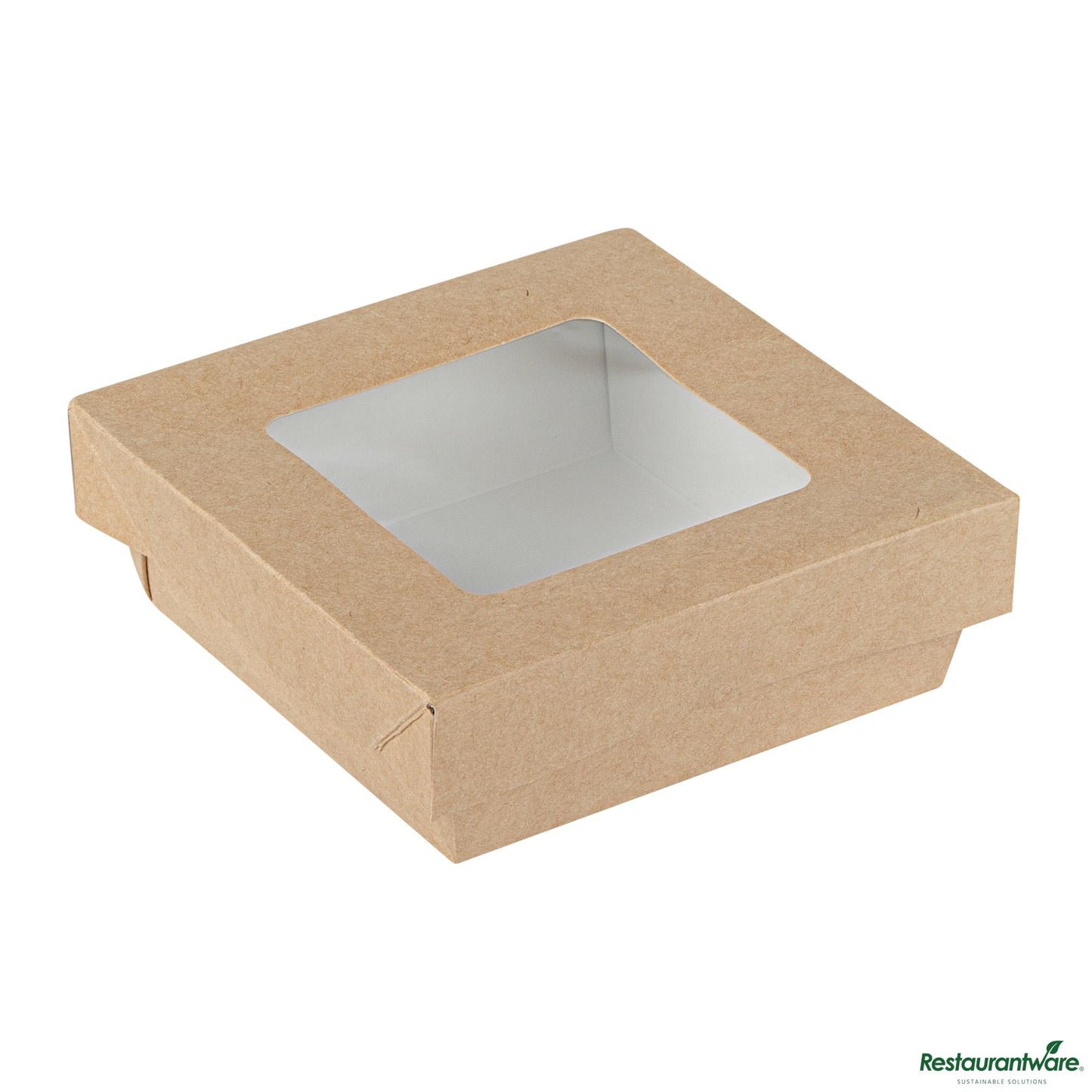 Wholesale Restaurantware Cafe Vision 13 Oz Square Kraft Paper Small Take Out Container - 4 1/2" X 4 1/2" X 1 1/2"- Bulk