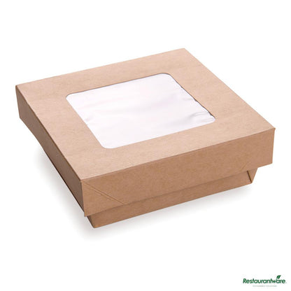 Wholesale Restaurantware Cafe Vision 34 Oz Square Kraft Paper Large Take Out Container - 6" X 6" X 2"- Bulk