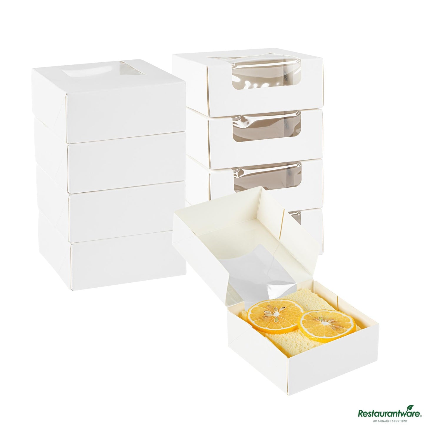 Wholesale Restaurantware Cafe Vision 11 Oz Square White Paper Small Take Out Container - 4" X 4" X 1 1/2"- Bulk