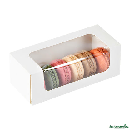 Wholesale Restaurantware Cafe Vision 13 Oz Rectangle White Paper Small Take Out Container - 6" X 2 1/2" X 2"- Bulk