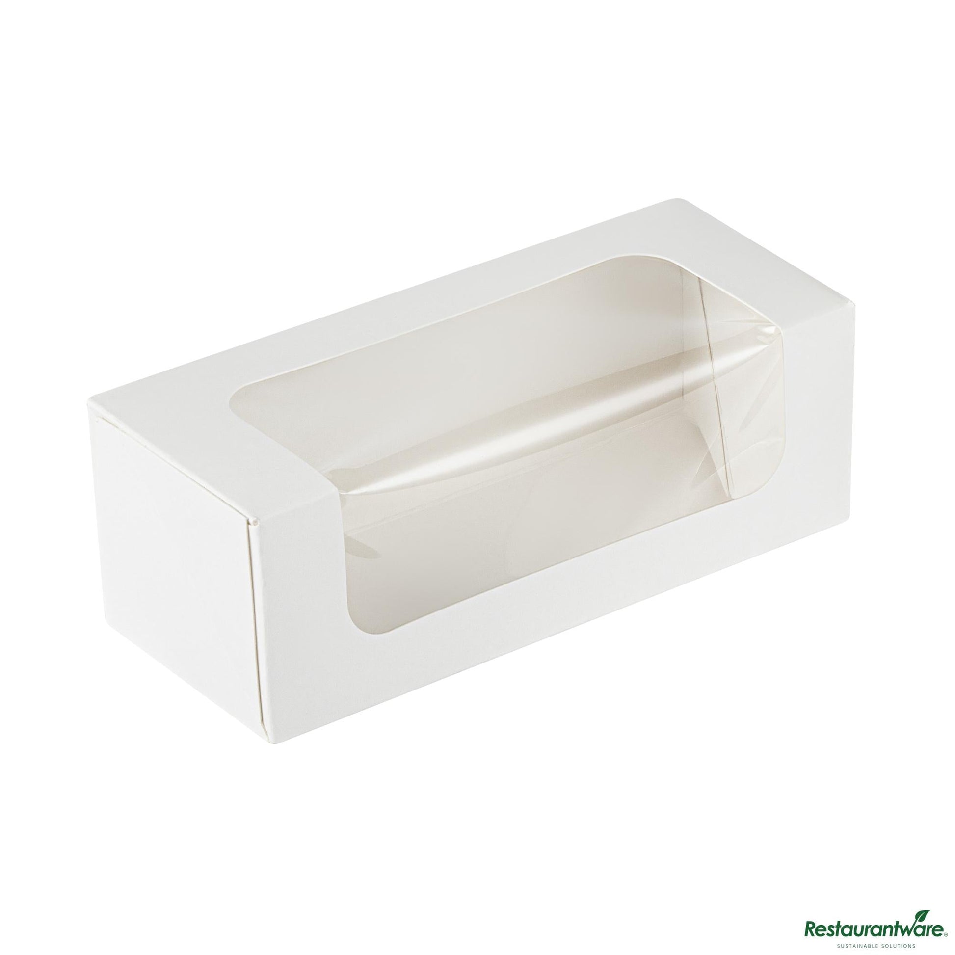 Wholesale Restaurantware Cafe Vision 13 Oz Rectangle White Paper Small Take Out Container - 6" X 2 1/2" X 2"- Bulk