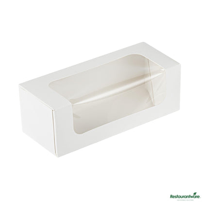 Wholesale Restaurantware Cafe Vision 13 Oz Rectangle White Paper Small Take Out Container - 6" X 2 1/2" X 2"- Bulk