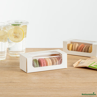 Wholesale Restaurantware Cafe Vision 13 Oz Rectangle White Paper Small Take Out Container - 6" X 2 1/2" X 2"- Bulk
