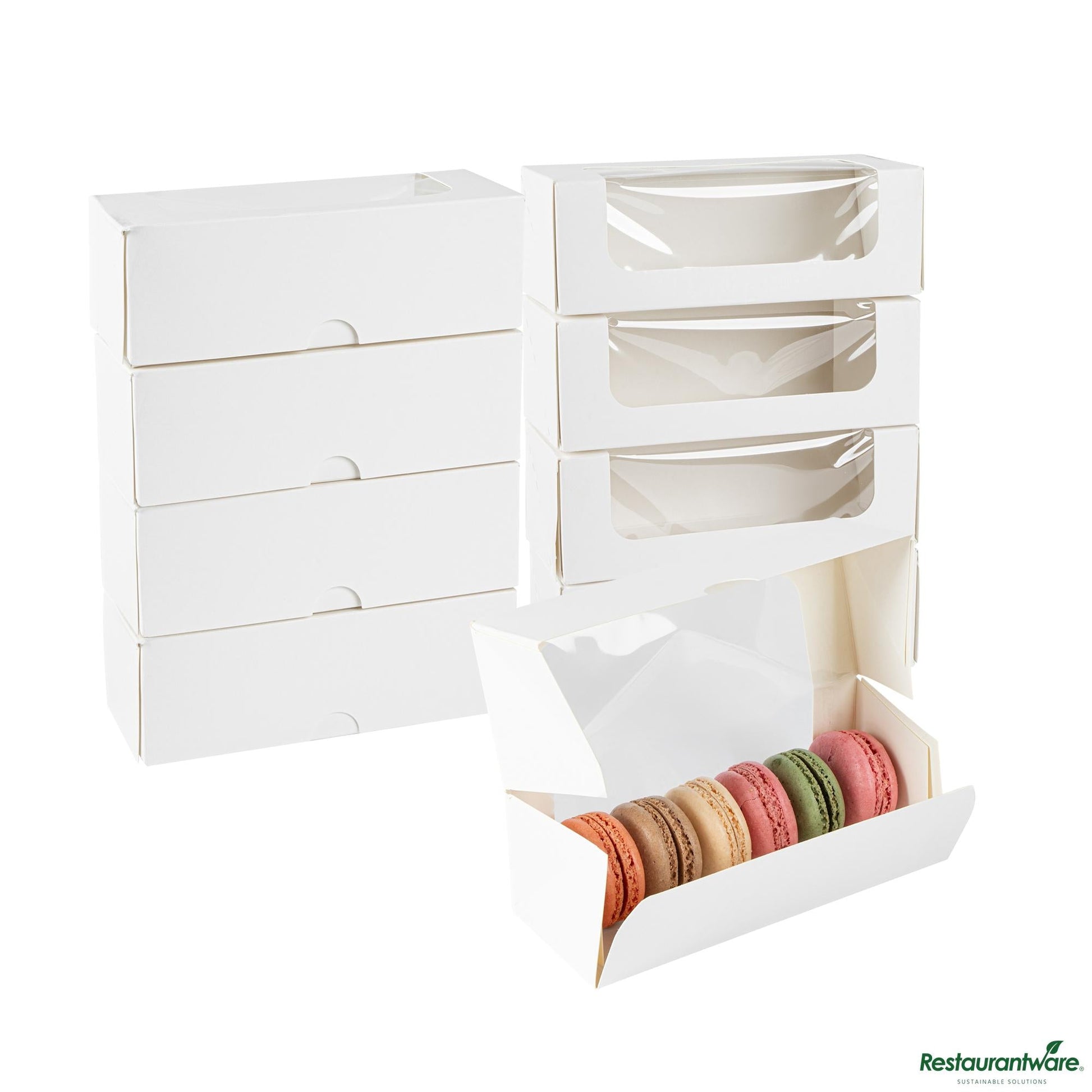 Wholesale Restaurantware Cafe Vision 13 Oz Rectangle White Paper Small Take Out Container - 6" X 2 1/2" X 2"- Bulk