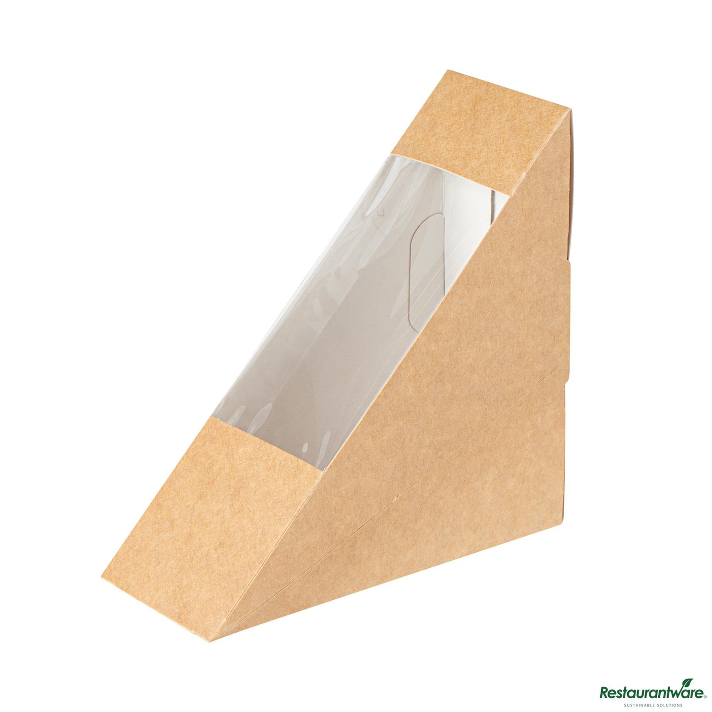 Wholesale Restaurantware Cafe Vision Triangle Kraft Paper Small Sandwich Box - 4 3/4" X 4 3/4" X 2"- Bulk