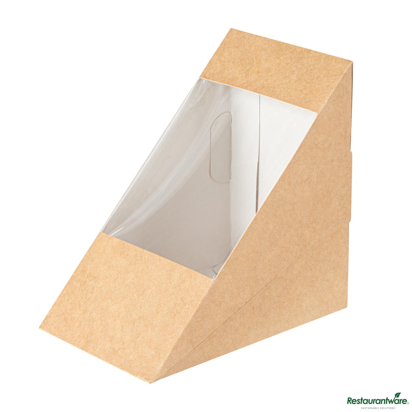 Wholesale Restaurantware Cafe Vision Triangle Kraft Paper Large Sandwich Box - 4 3/4" X 4 3/4" X 3 1/4"- Bulk