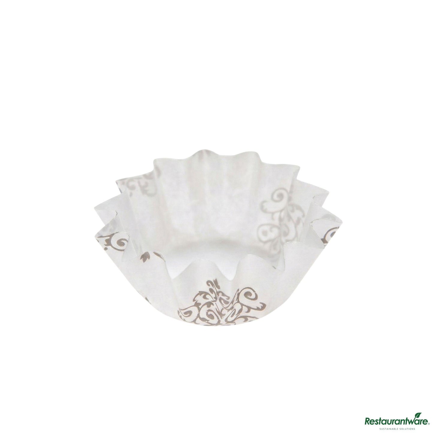 Wholesale Restaurantware Panificio 0.4 Oz Round Vintage Floral Paper Mini Baking Cup - Flared - 2" X 2" X 1/2"- Bulk