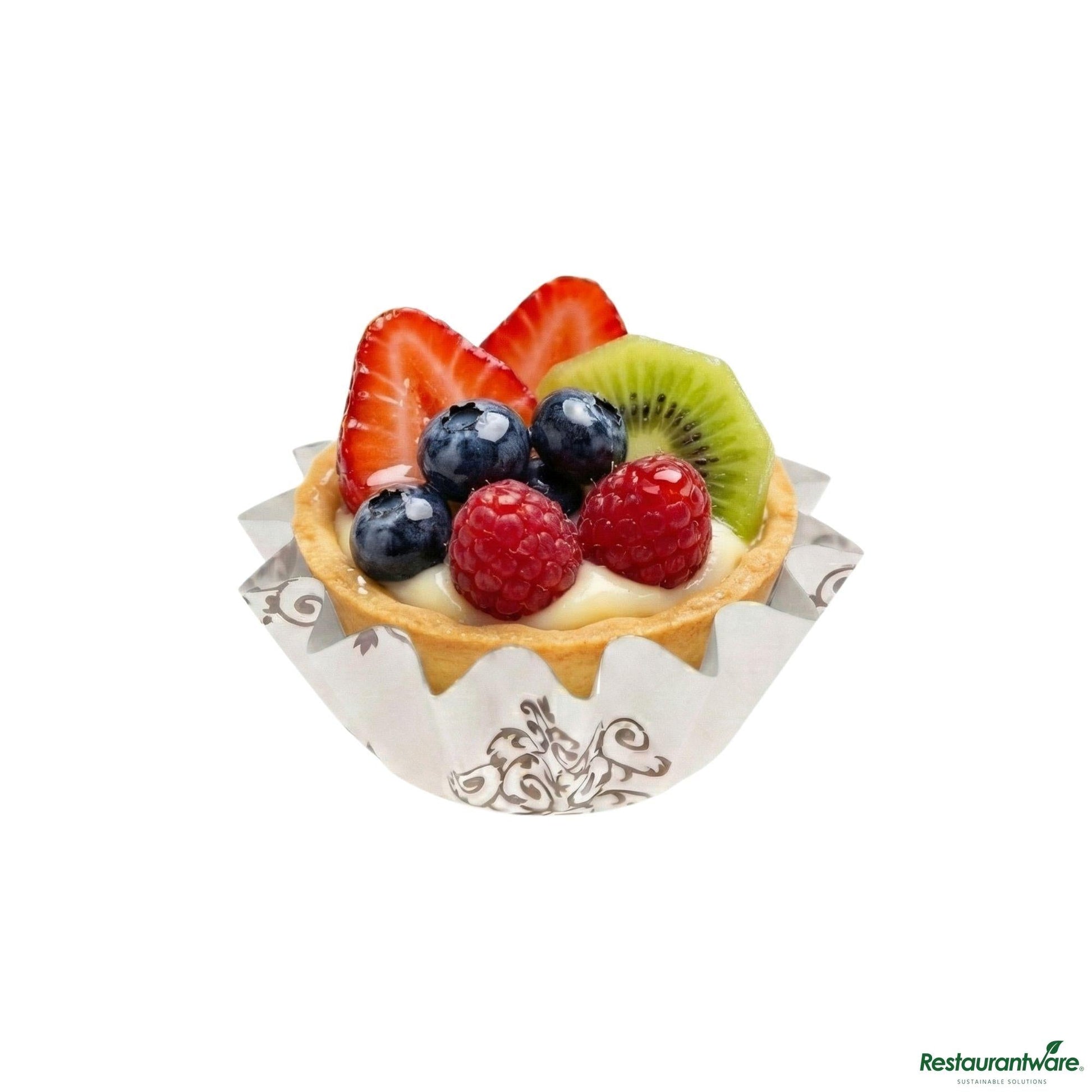 Wholesale Restaurantware Panificio 0.4 Oz Round Vintage Floral Paper Mini Baking Cup - Flared - 2" X 2" X 1/2"- Bulk