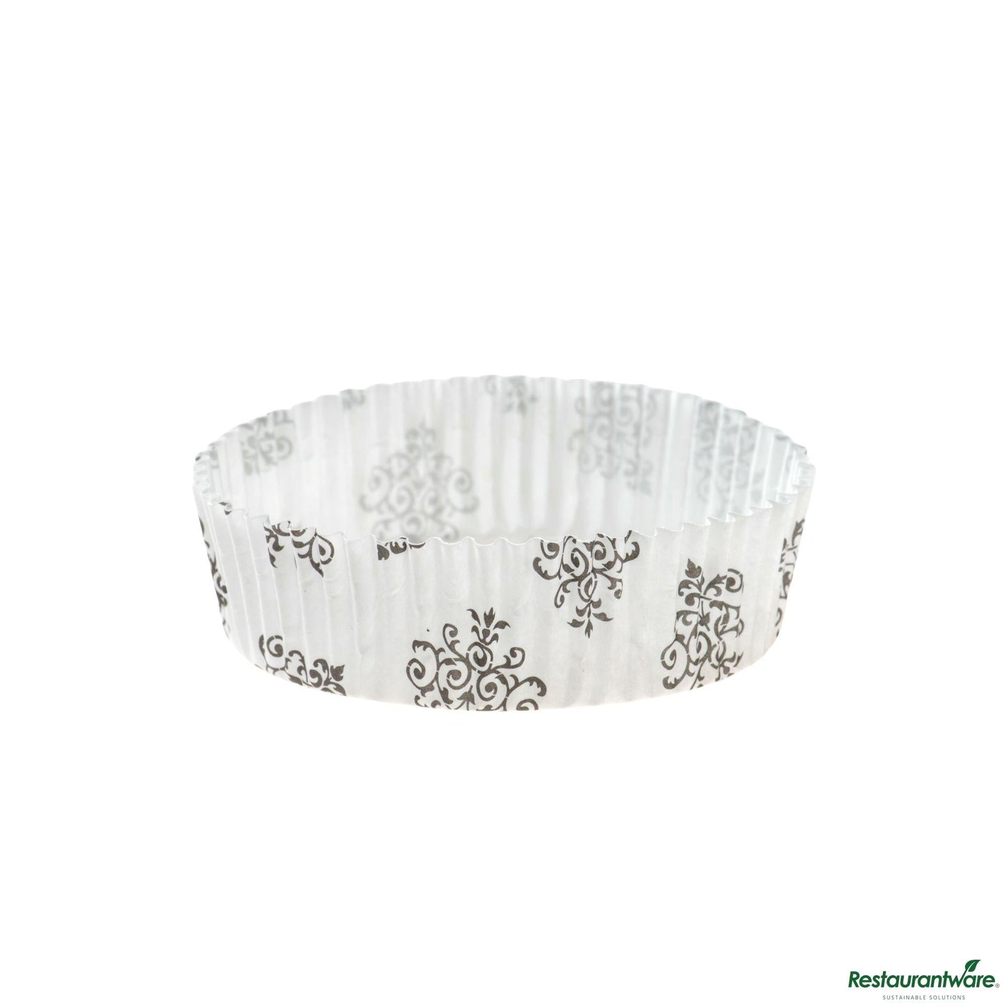 Wholesale Restaurantware Panificio 4 Oz Round Vintage Floral Paper Baking Cup - Ridged - 3 1/2" X 3 1/2" X 1"- Bulk