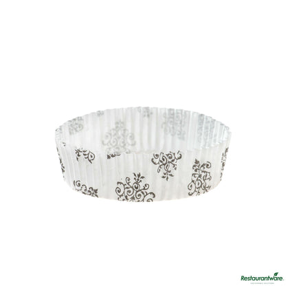 Wholesale Restaurantware Panificio 4 Oz Round Vintage Floral Paper Baking Cup - Ridged - 3 1/2" X 3 1/2" X 1"- Bulk