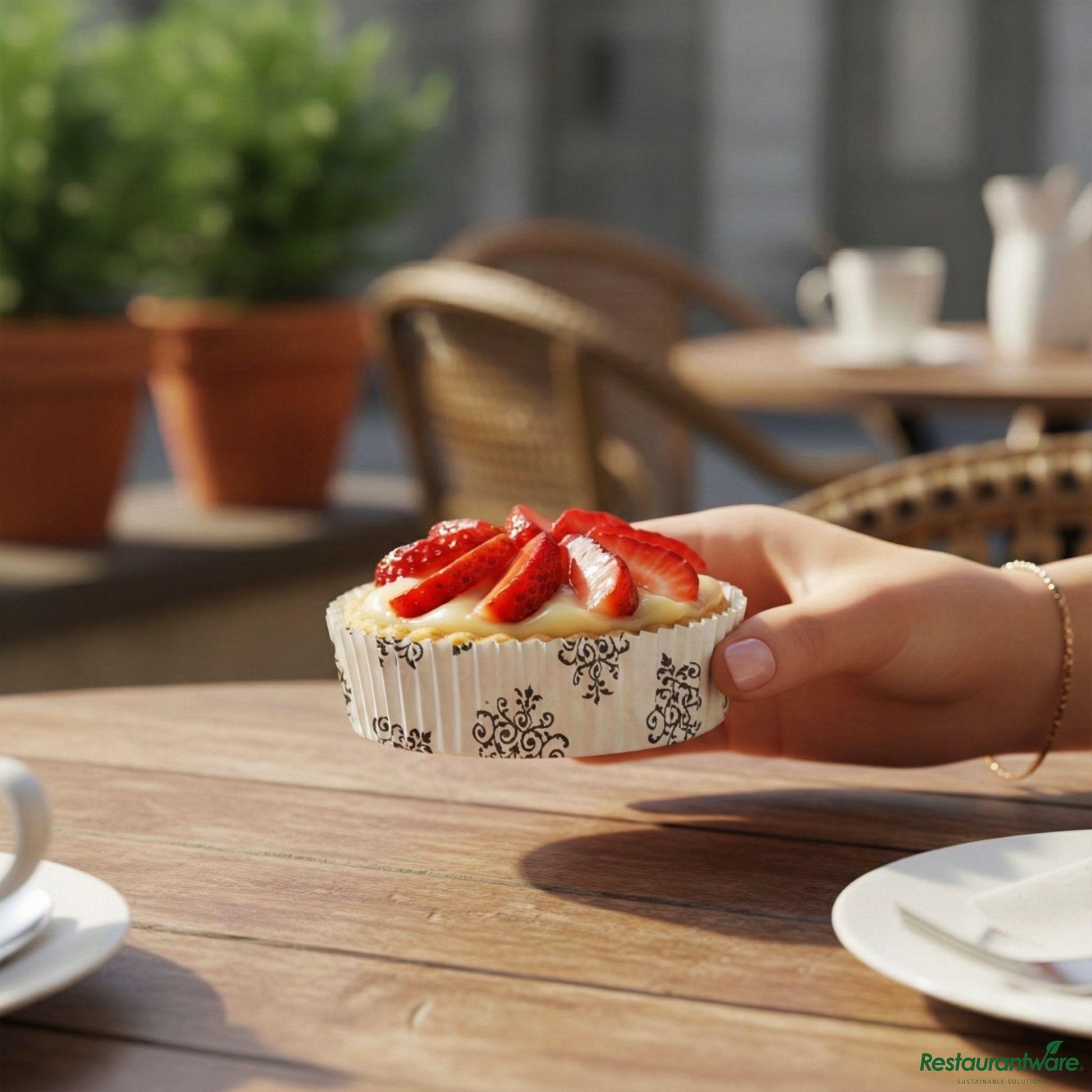 Wholesale Restaurantware Panificio 4 Oz Round Vintage Floral Paper Baking Cup - Ridged - 3 1/2" X 3 1/2" X 1"- Bulk