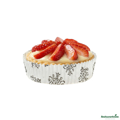 Wholesale Restaurantware Panificio 4 Oz Round Vintage Floral Paper Baking Cup - Ridged - 3 1/2" X 3 1/2" X 1"- Bulk
