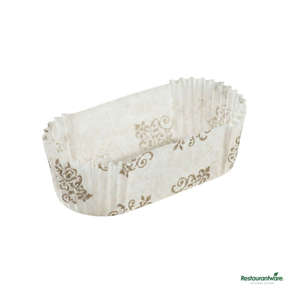 Wholesale Restaurantware Panificio 1 Oz Elliptical Vintage Floral Paper Regular Baking Cup - Ridged - 3 1/2" X 1 1/2" X 1"- Bulk