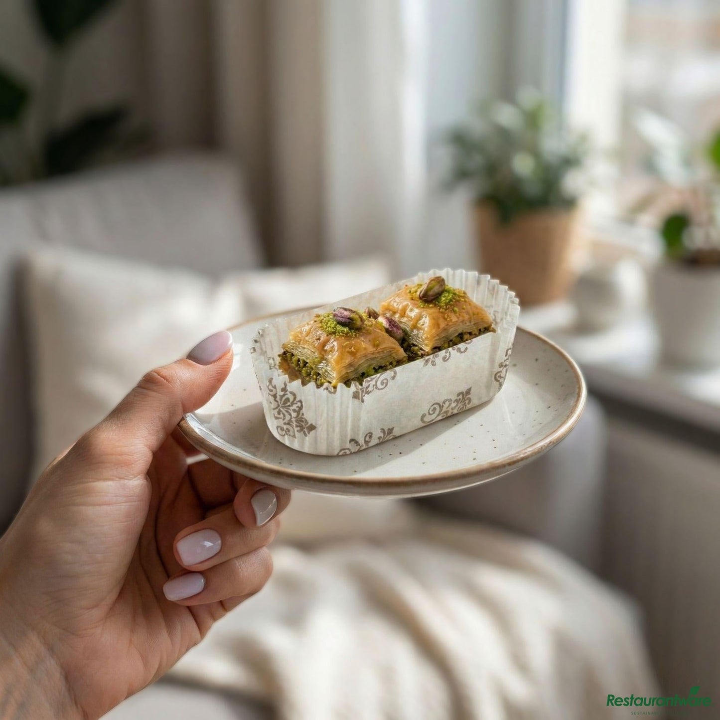 Wholesale Restaurantware Panificio 1 Oz Elliptical Vintage Floral Paper Regular Baking Cup - Ridged - 3 1/2" X 1 1/2" X 1"- Bulk