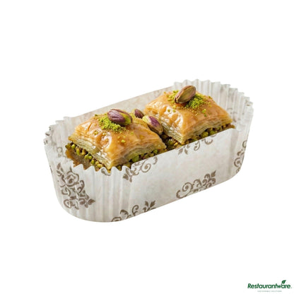 Wholesale Restaurantware Panificio 1 Oz Elliptical Vintage Floral Paper Regular Baking Cup - Ridged - 3 1/2" X 1 1/2" X 1"- Bulk