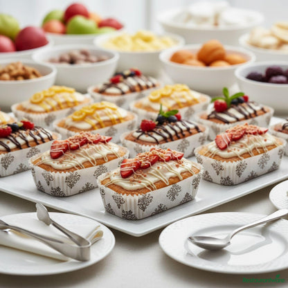 Wholesale Restaurantware Panificio 5 Oz Elliptical Vintage Floral Paper Large Baking Cup - Ridged - 4 1/2" X 2 1/2" X 1 1/4"- Bulk