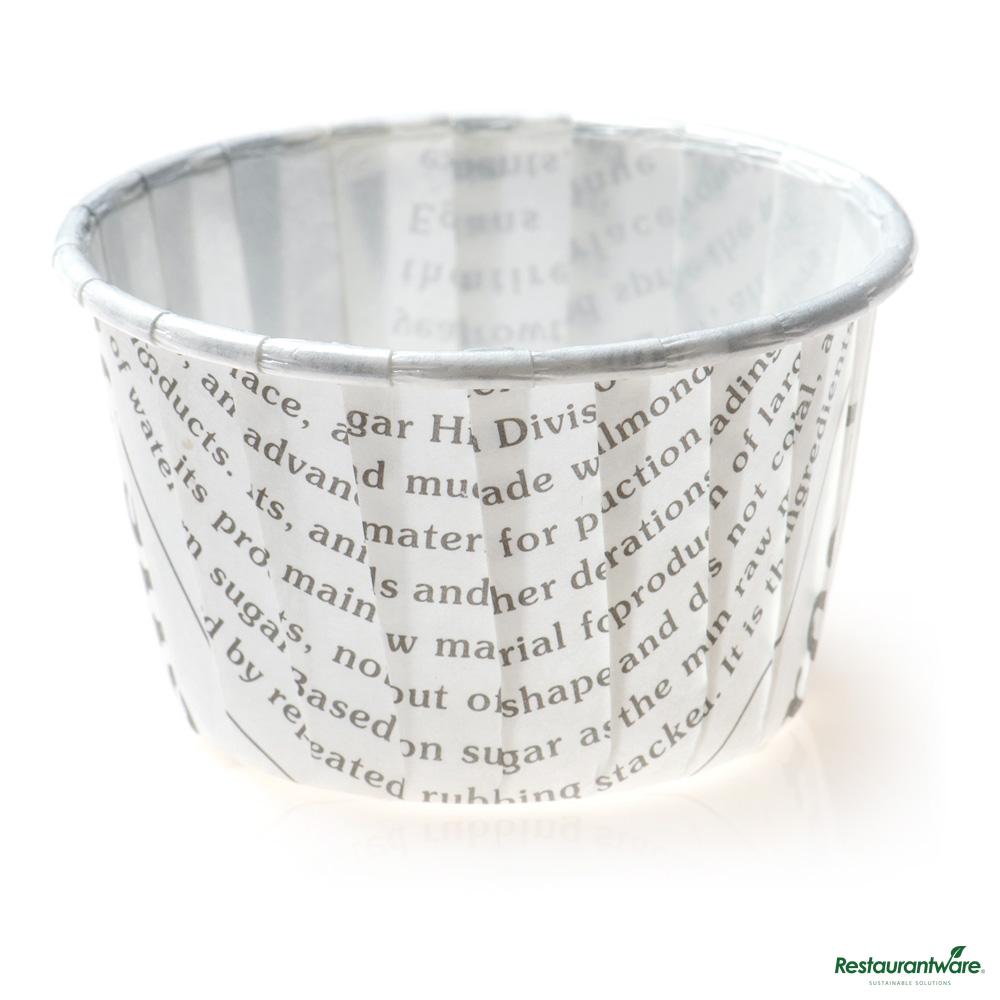 Wholesale Restaurantware Panificio 1 Oz Round Newsprint Paper Small Baking Cup - Pleated - 2" X 2" X 1 1/4"- Bulk