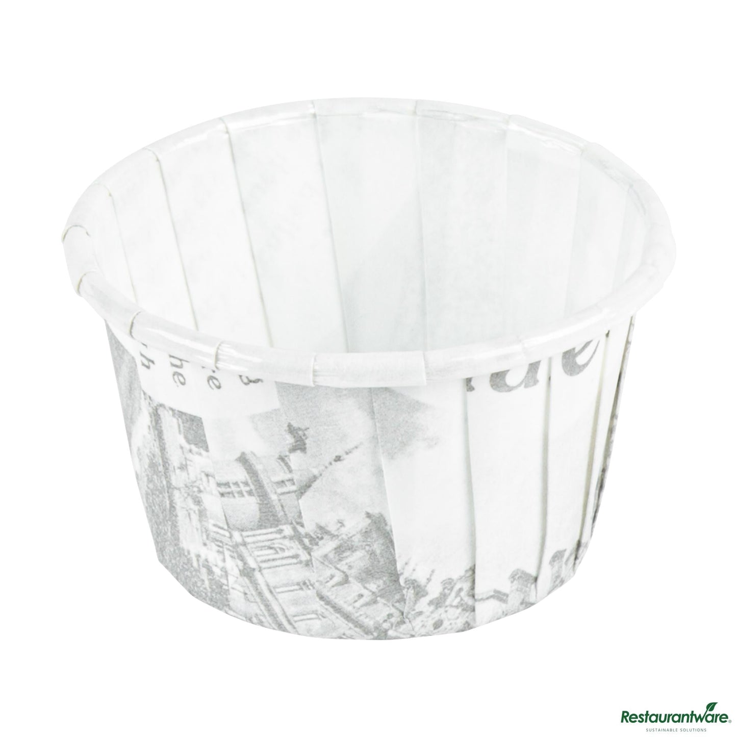 Wholesale Restaurantware Panificio 1 Oz Round Newsprint Paper Small Baking Cup - Pleated - 2" X 2" X 1 1/4"- Bulk